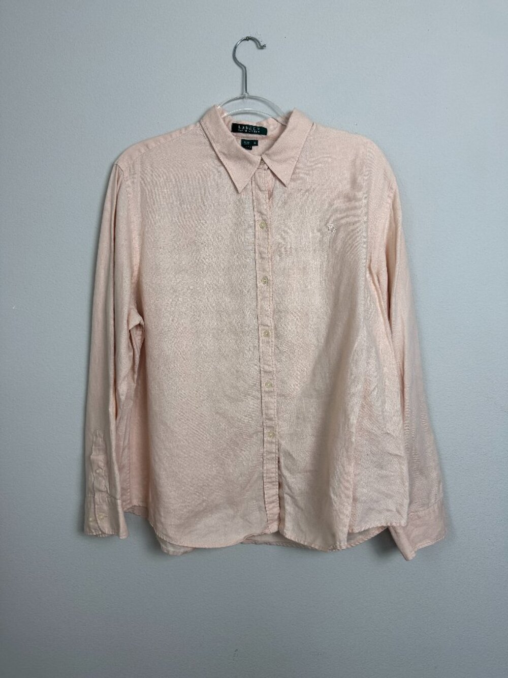 Ralph Lauren Linen Button Down Women's XL Pastel Peachy Pink
